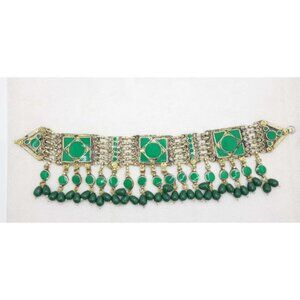 Afghan Choker Necklace With Dangling Beads, Afghan Kuchi Glass Stones Necklace,